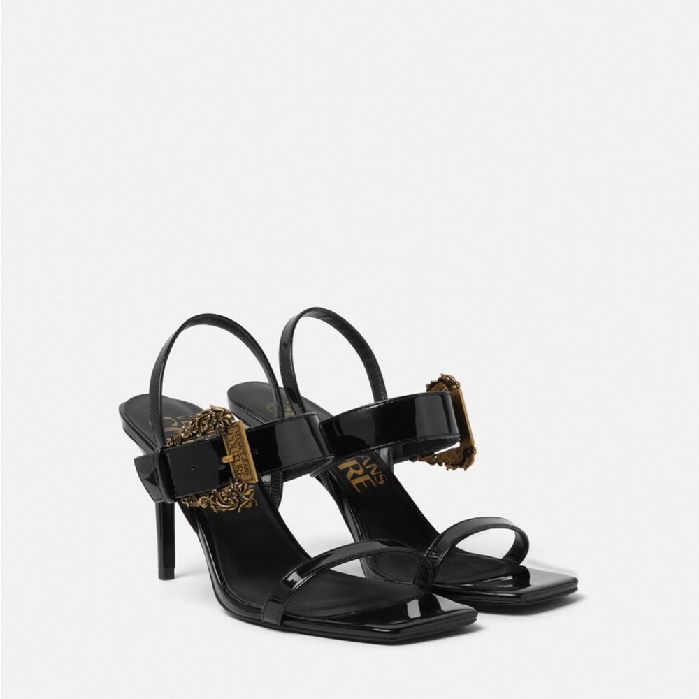 Versace Jeans Collection Elegant Black and Gold Heels - Picture 4 of 8